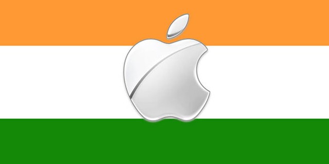 01tapabue Bandera de la India con el logo de Apple