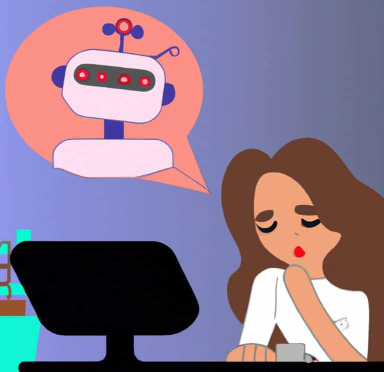 Mujer con cara de frustruación por un intercambio con chatbots